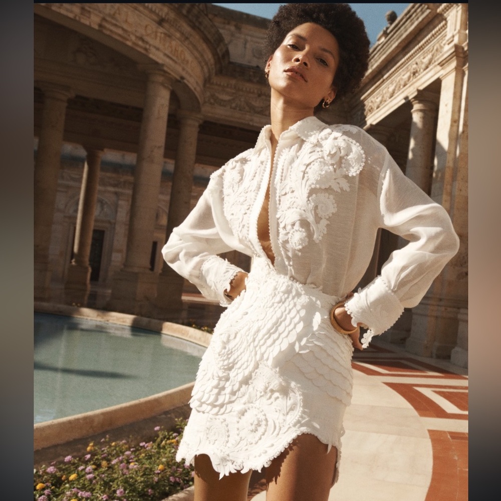 Zimmermann White Embellished Mini Skirt Night Out